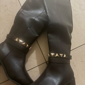 Brand New Black Studded Knee-High Boots